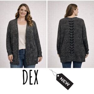 NWT DEX Open cardigan w/pocket lace…